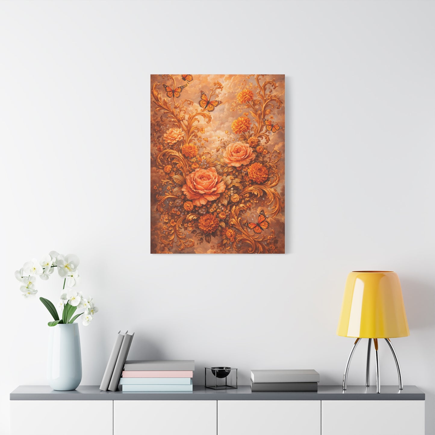 Baroque Orange Botanical Arrangement Wall Art & Canvas Print
