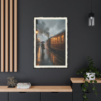 Rainy Train Platform Nostalgia Scene Wall Art & Canvas Print