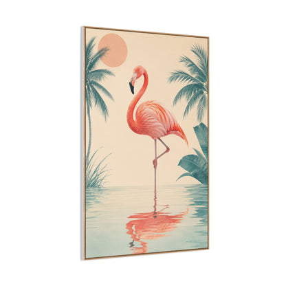 Minimal Flamingo Sunset Reflection Tropical Wall Art & Canvas Print