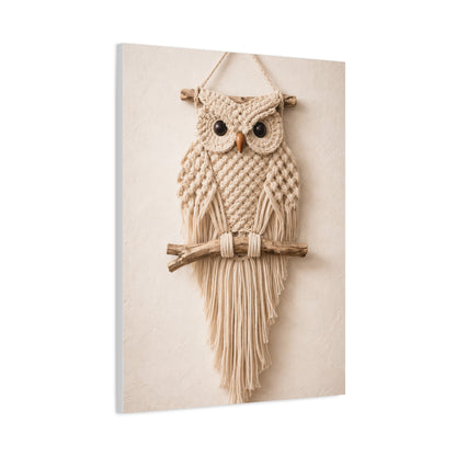 Boho Macrame Owl Textile Wall Art & Canvas Print