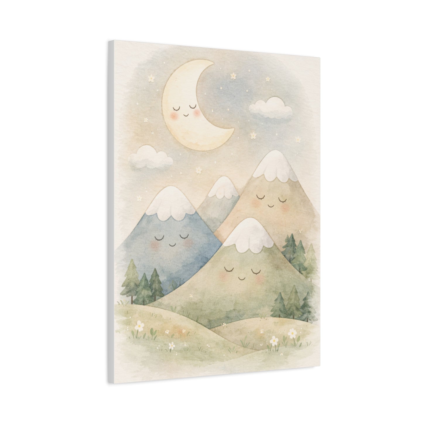 Moon & Sleepy Mountains Nursery Wall Art & Canvas Print