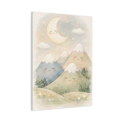 Moon & Sleepy Mountains Nursery Wall Art & Canvas Print