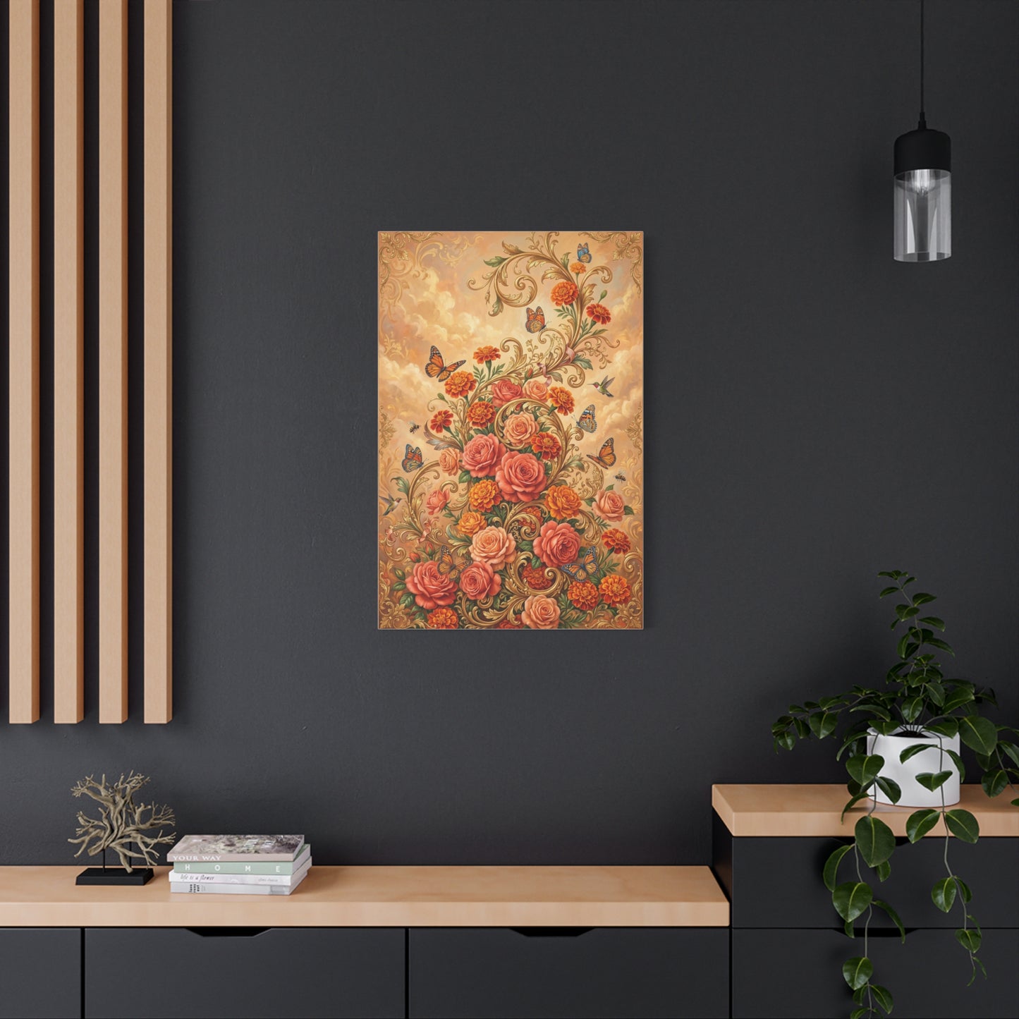 Rococo Orange Floral Fantasy Wall Art & Canvas Print