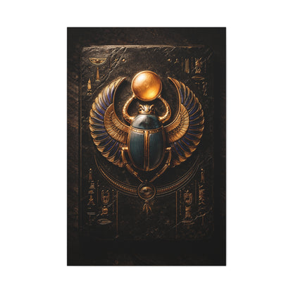 Egyptian Scarab Gold Relief Wall Art & Canvas Print