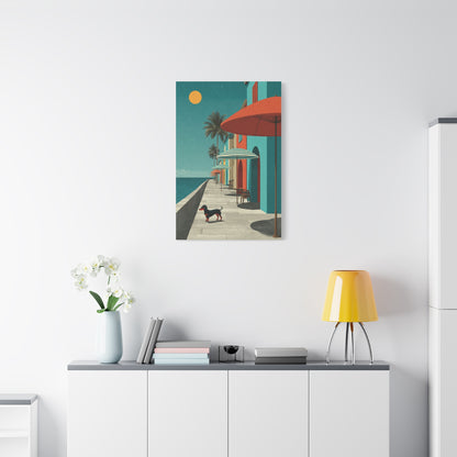 Dachshund Seaside Promenade Wall Art & Canvas Print