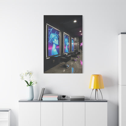Sleek Contemporary Graphic Artwork With Neon Accents Wall Art & Canvas Print
