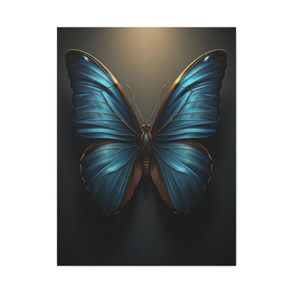 Midnight Blue Butterfly Symmetry Portrait Wall Art & Canvas Prints