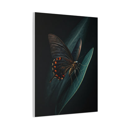 Dark Swallowtail Butterfly on Leaf Wall Art & Canvas Prints