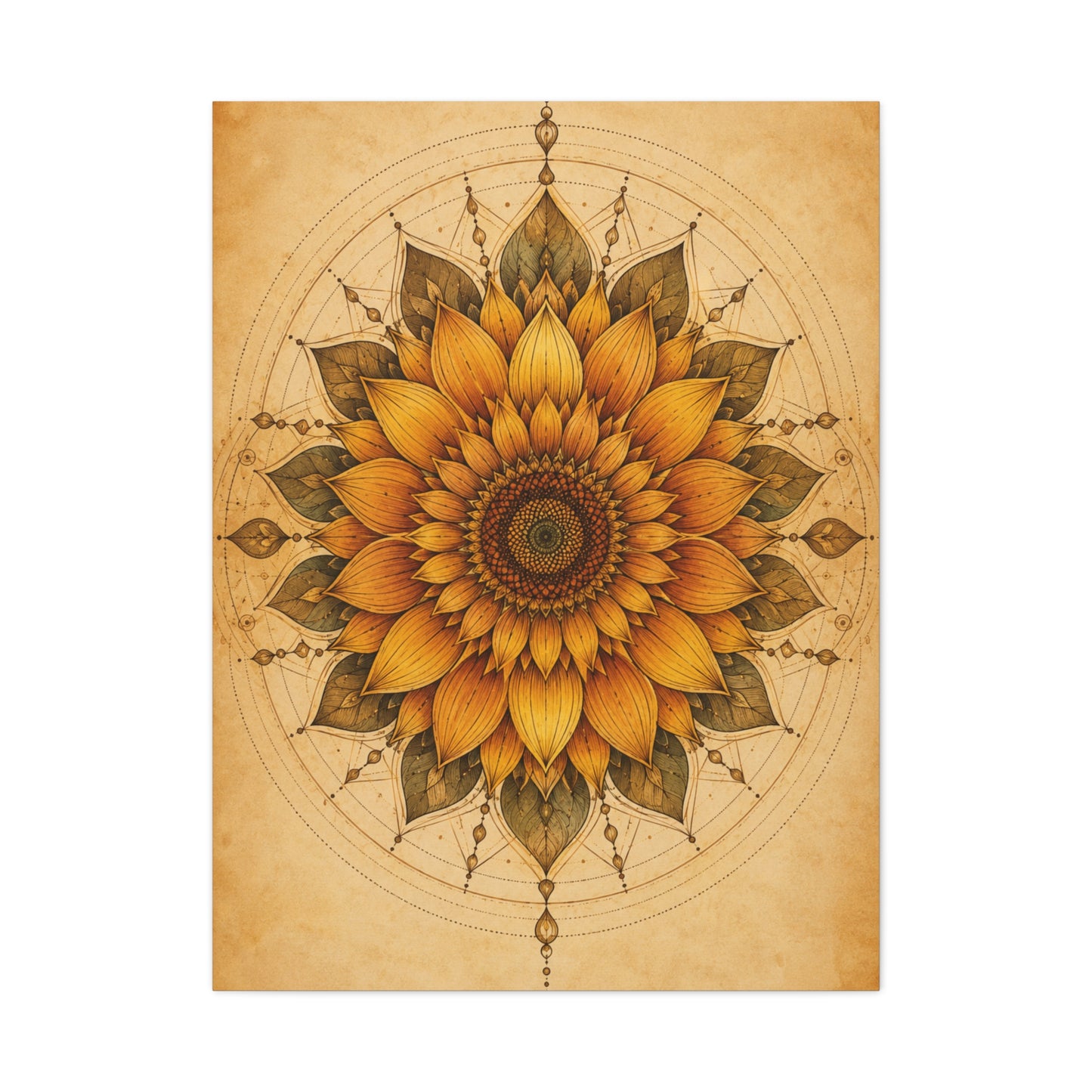 Sacred Sunflower Mandala Wall Art & Canvas Print