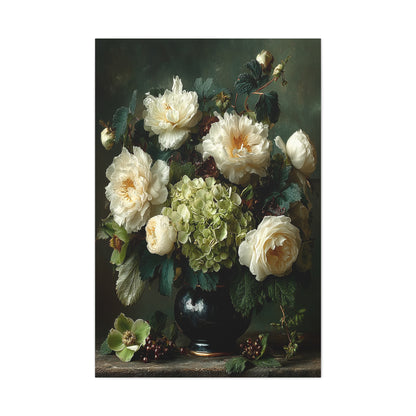 Dutch Floral Green Still Life Wall Art & Canvas Print