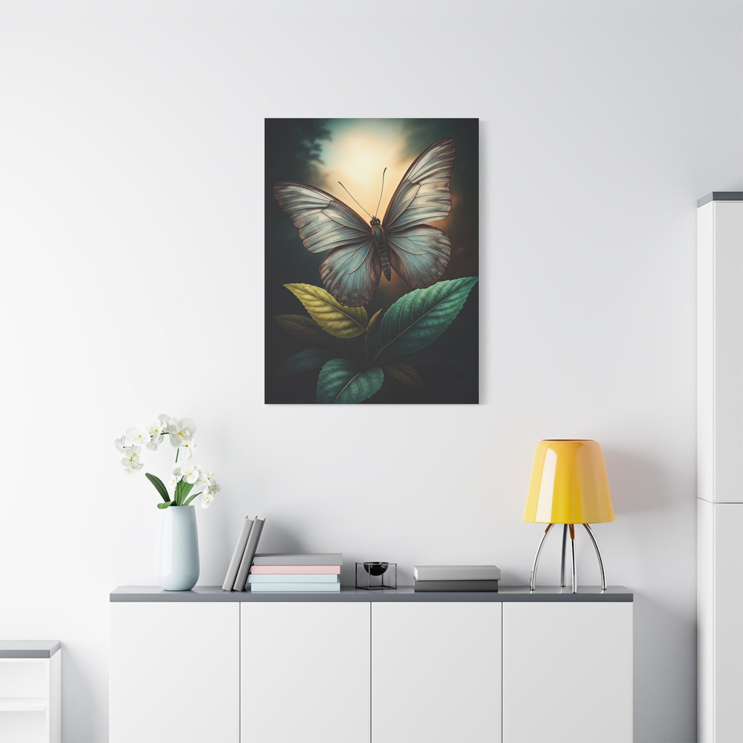 Luminous Pale Wing Butterfly Garden Portrait Wall Art & Canvas Prints