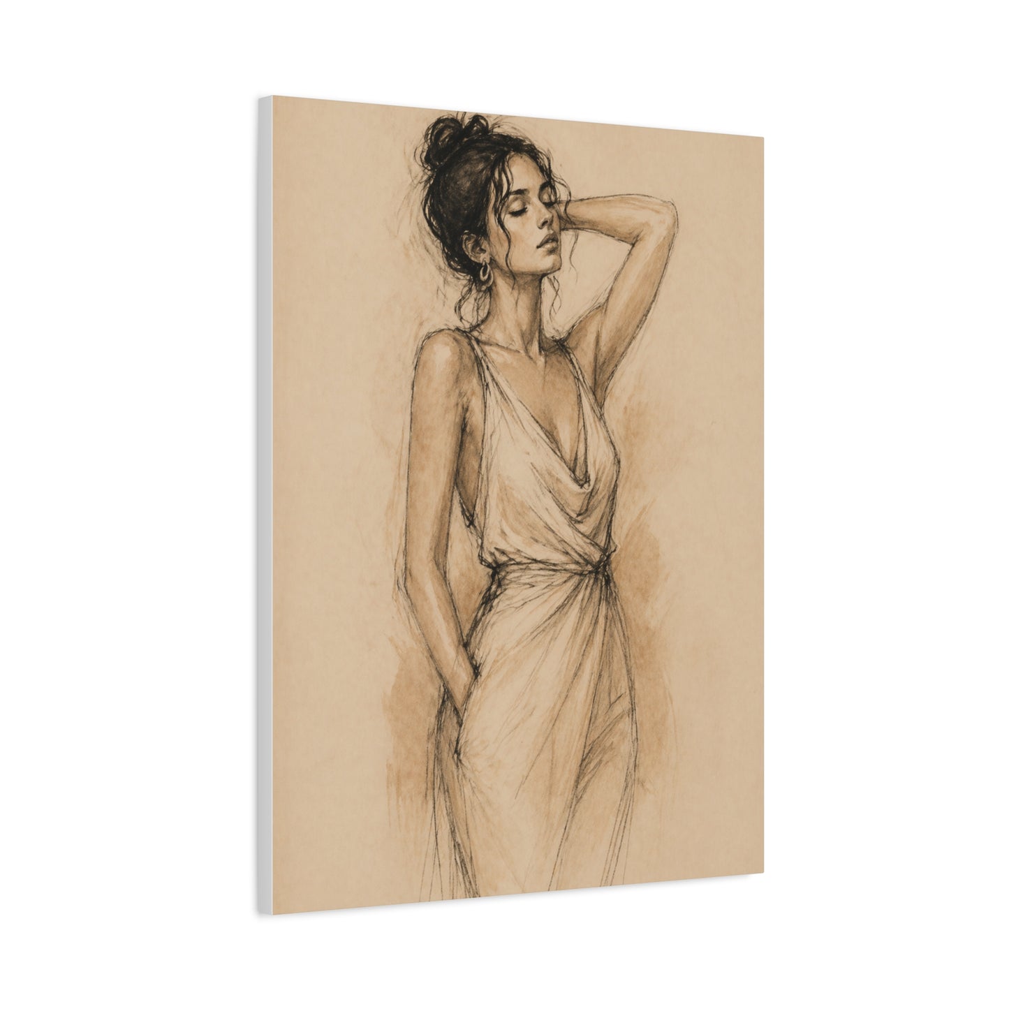 Elegant Charcoal Figure Study Wall Art & Canvas Print