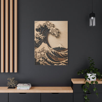 Layered Wood Great Wave Relief Wall Art & Canvas Print