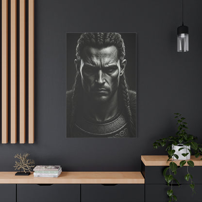 Unyielding Strength Black & White Warrior Portrait Wall Art & Canvas Prints