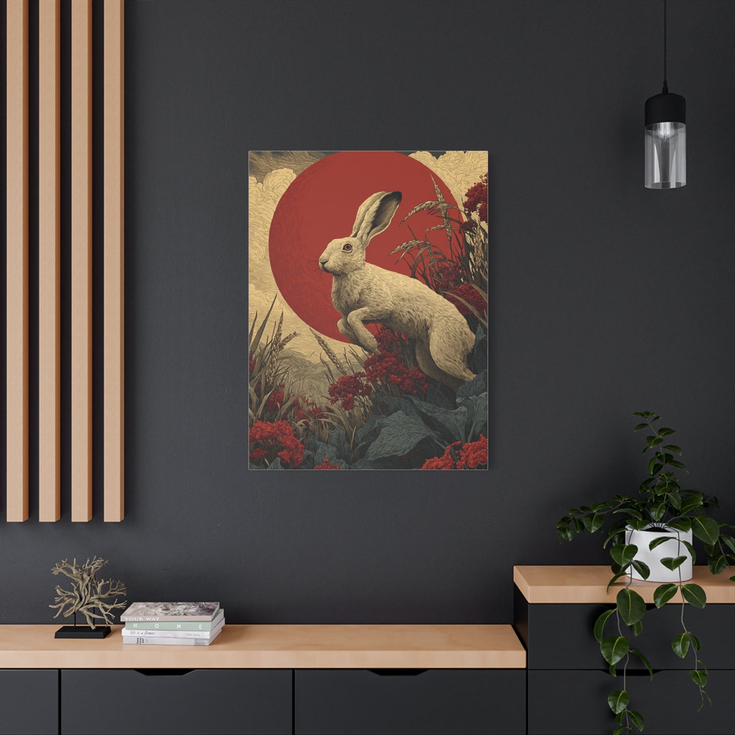 Harvest Moon Folk Hare Wall Art & Canvas Print