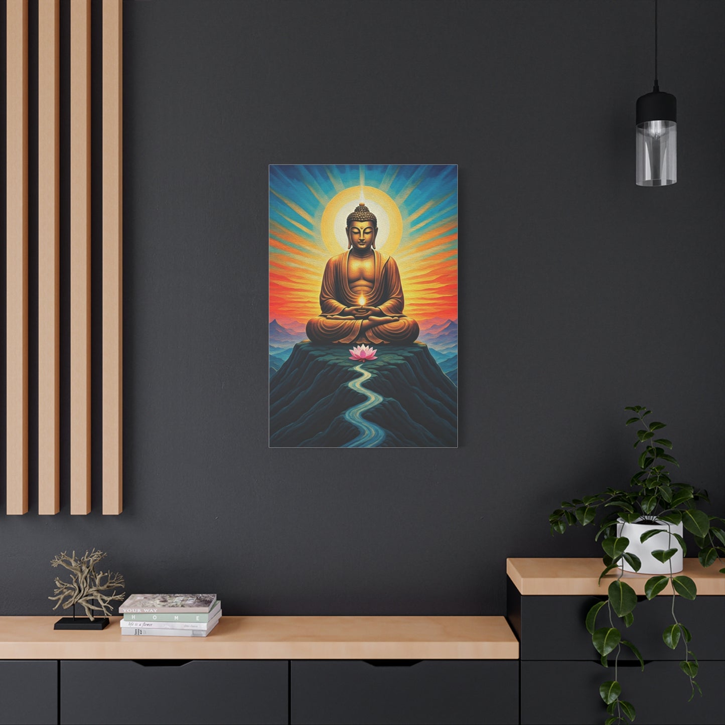Meditative Buddha with Lotus Path Wall Art & Canvas Prints