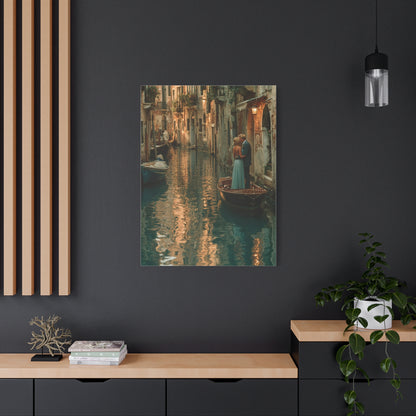 Venetian Canal Romance Couple Wall Art & Canvas Print