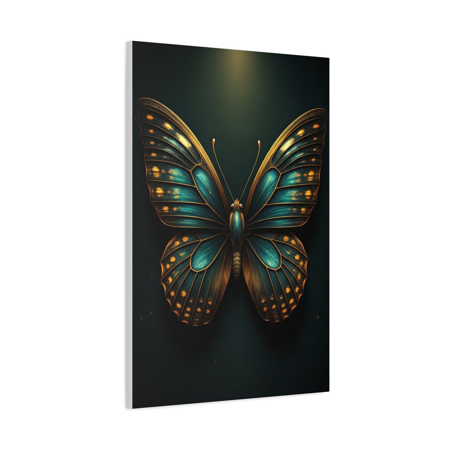 Emerald Gold Butterfly Symmetry Portrait Wall Art & Canvas Prints