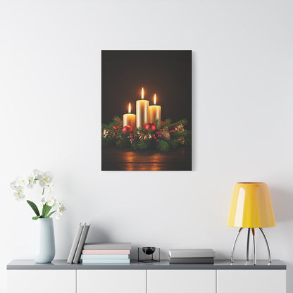 Christmas Candlelight Evergreen Centerpiece Wall Art & Canvas Print