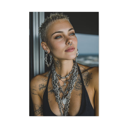 Tattooed Woman Urban Editorial Portrait Wall Art & Canvas Print