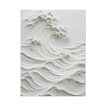 Minimal White Sculptural Wave Texture Wall Art & Canvas Print