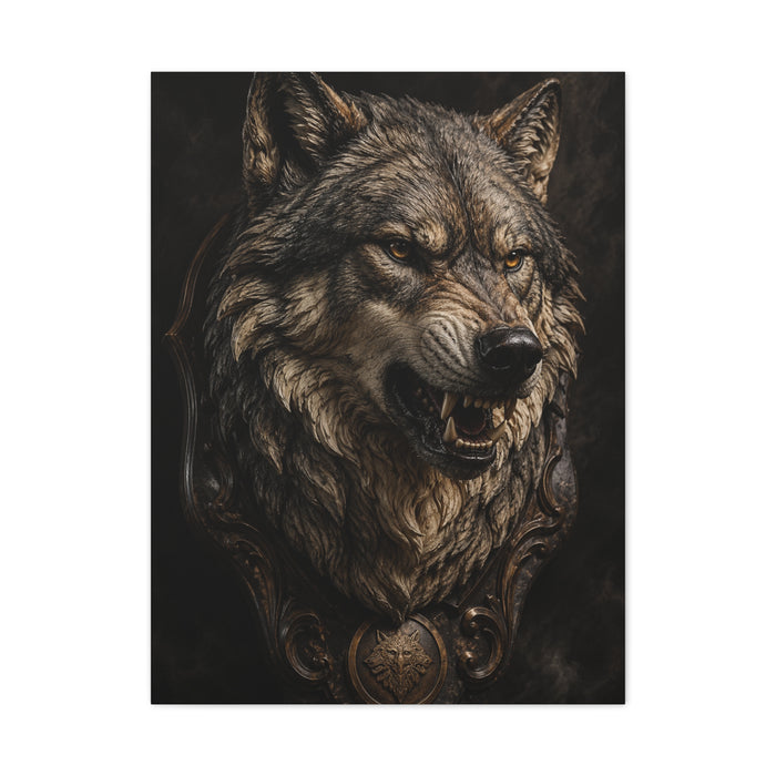 Baroque Gothic Wolf Head Sculpture Portrait Wall Art & Canvas Print