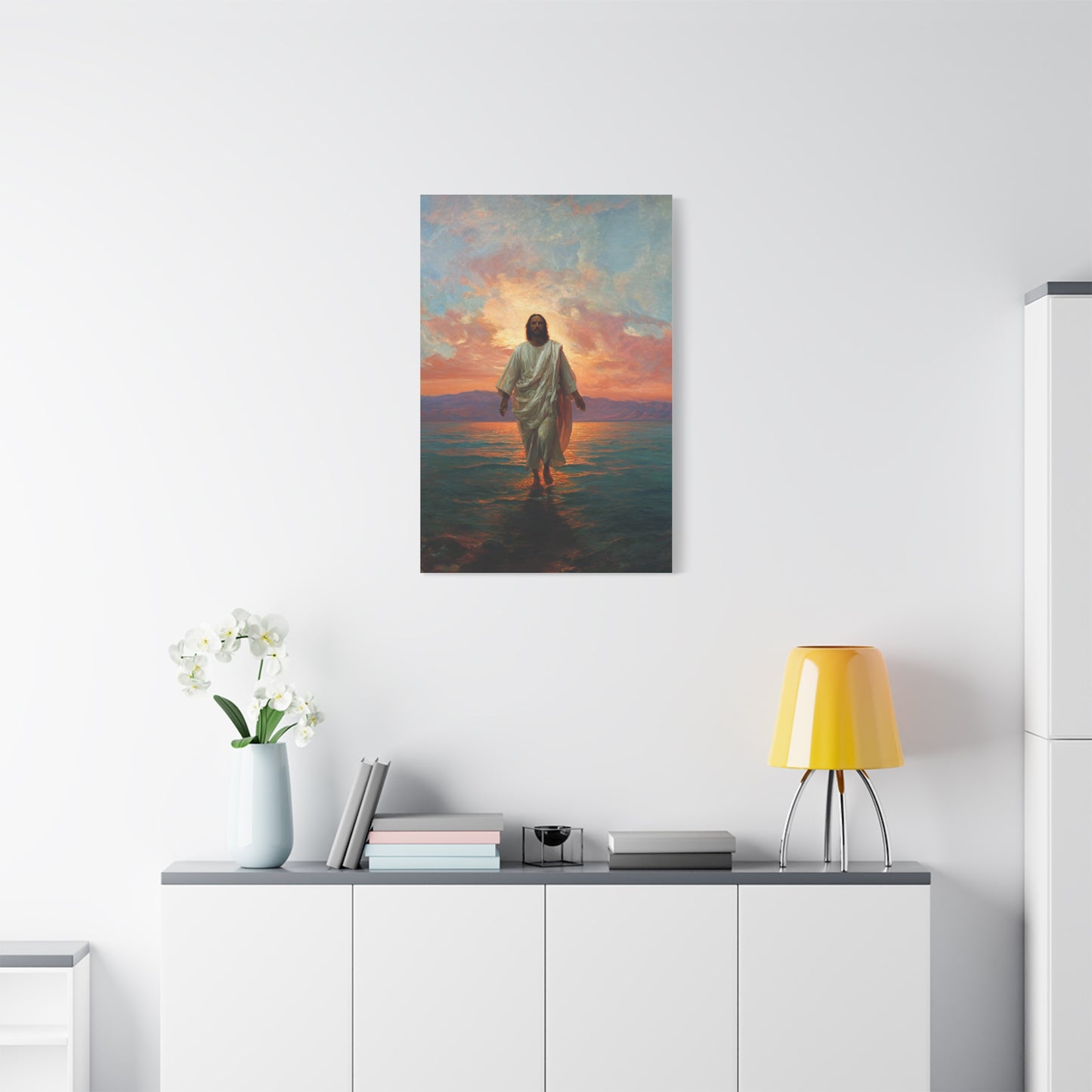Jesus Walking on the Sea at Sunset Wall Art & Canvas Print