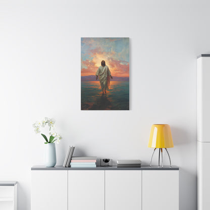 Jesus Walking on the Sea at Sunset Wall Art & Canvas Print