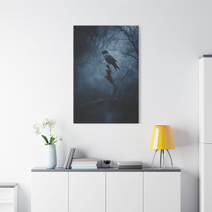 Solitary Raven on Twisted Branch Wall Art & Canvas Print