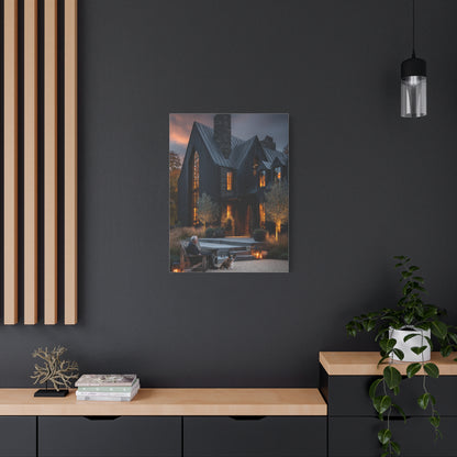Lavish Black Farmhouse Courtyard Wall Art & Canvas Print