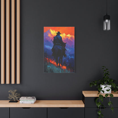 Sunset Ridge Cowboy Painting Wall Art & Canvas Print