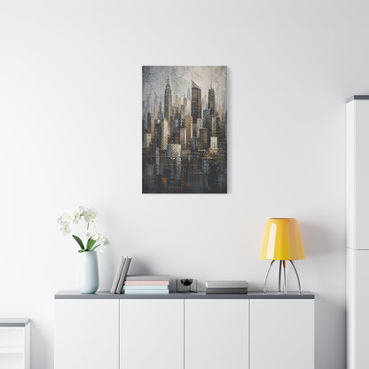 Textured City Skyline Impasto Wall Art & Canvas Print