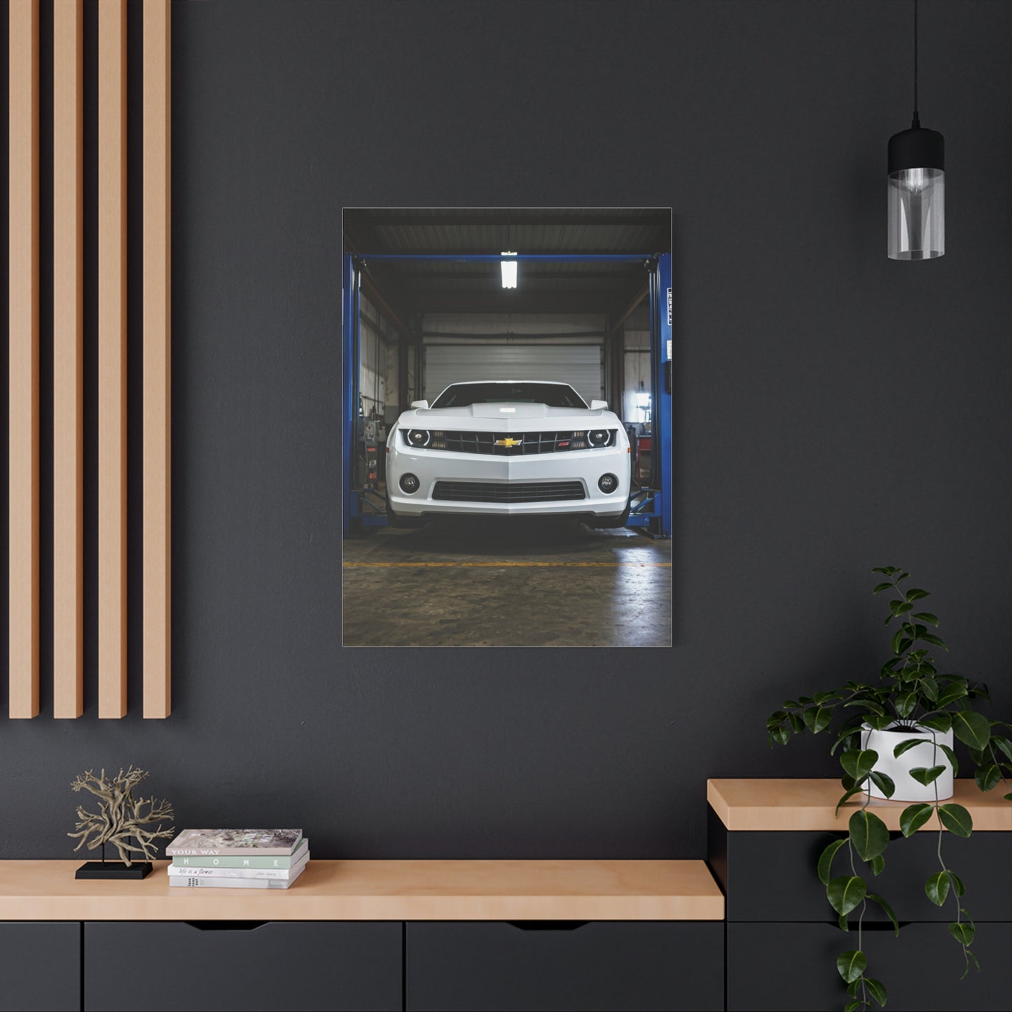 Chevrolet Camaro SS Hydraulic Lift Workshop Scene Wall Art & Canvas Prints