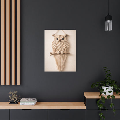 Boho Macrame Owl Textile Wall Art & Canvas Print