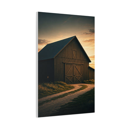 Country Road Barn at Dusk Wall Art & Canvas Prints