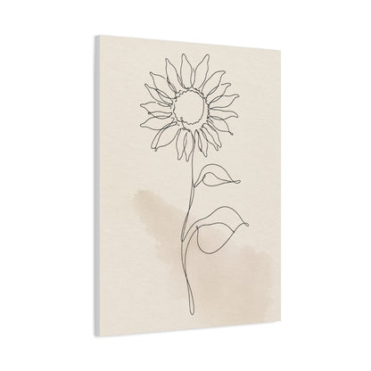 Minimal Line Art Sunflower Wall Art & Canvas Print