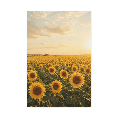 Golden Sunflower Field Horizon Landscape Wall Art & Canvas Print