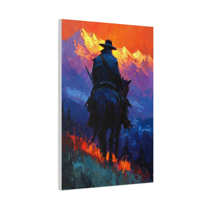 Sunset Ridge Cowboy Painting Wall Art & Canvas Print
