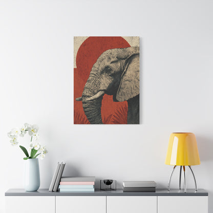 Minimal Boho Elephant Line Portrait Wall Art & Canvas Print