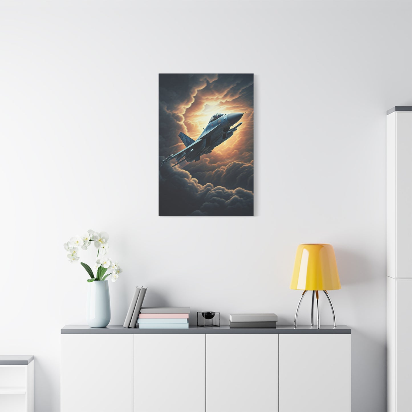 Sunset lone Aircraft Sky Wall Art & Canvas Prints .