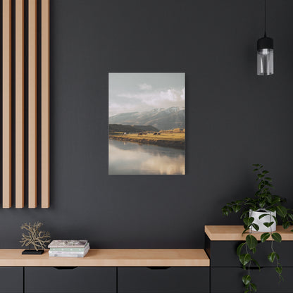Mountain River Cattle Pasture Wall Art & Canvas Print