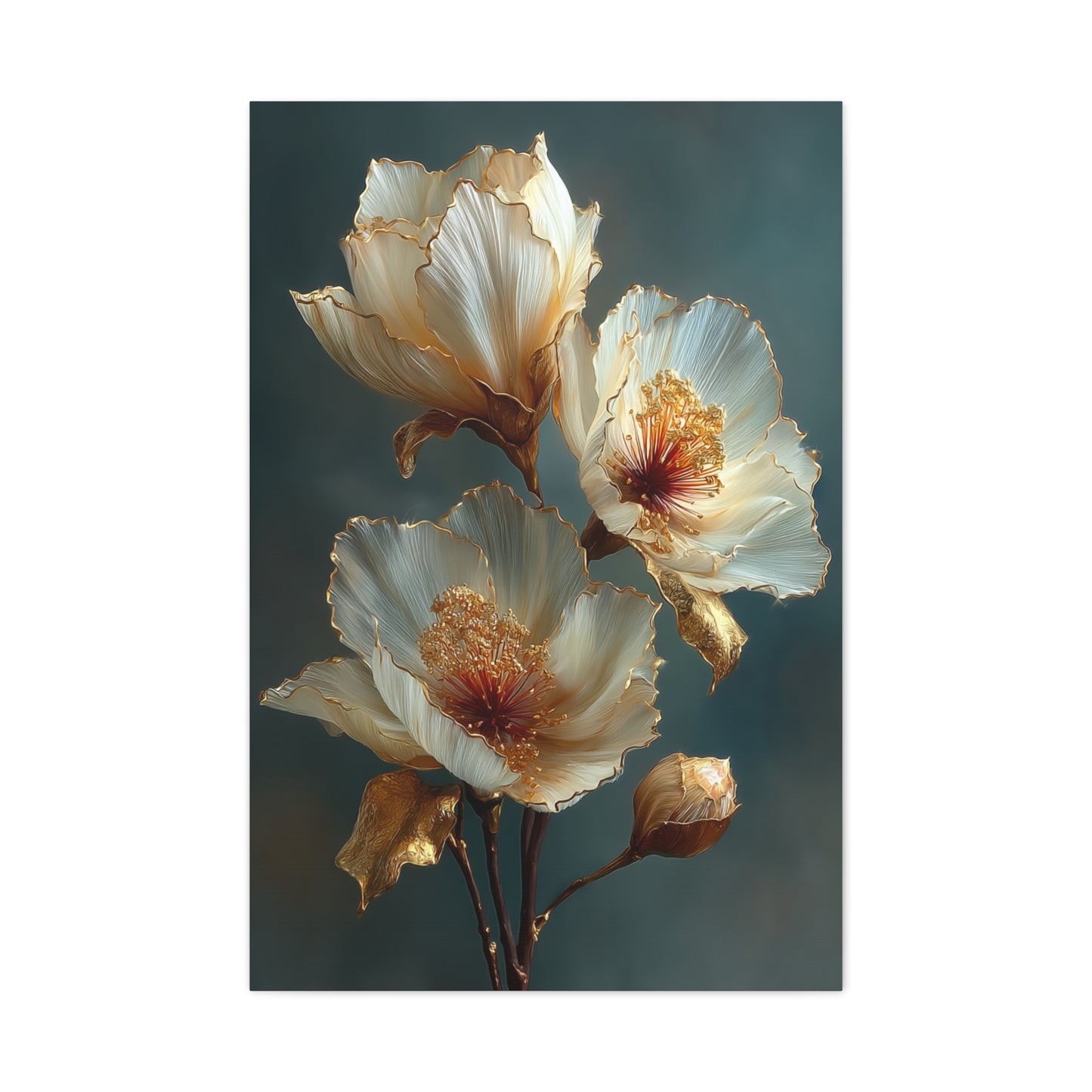 Gold-Edged Floral Elegance Wall Art & Canvas Print