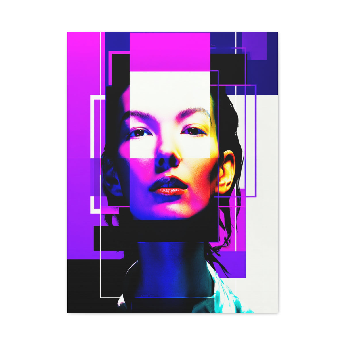Neon Geometry Portrait Wall Art & Canvas Print