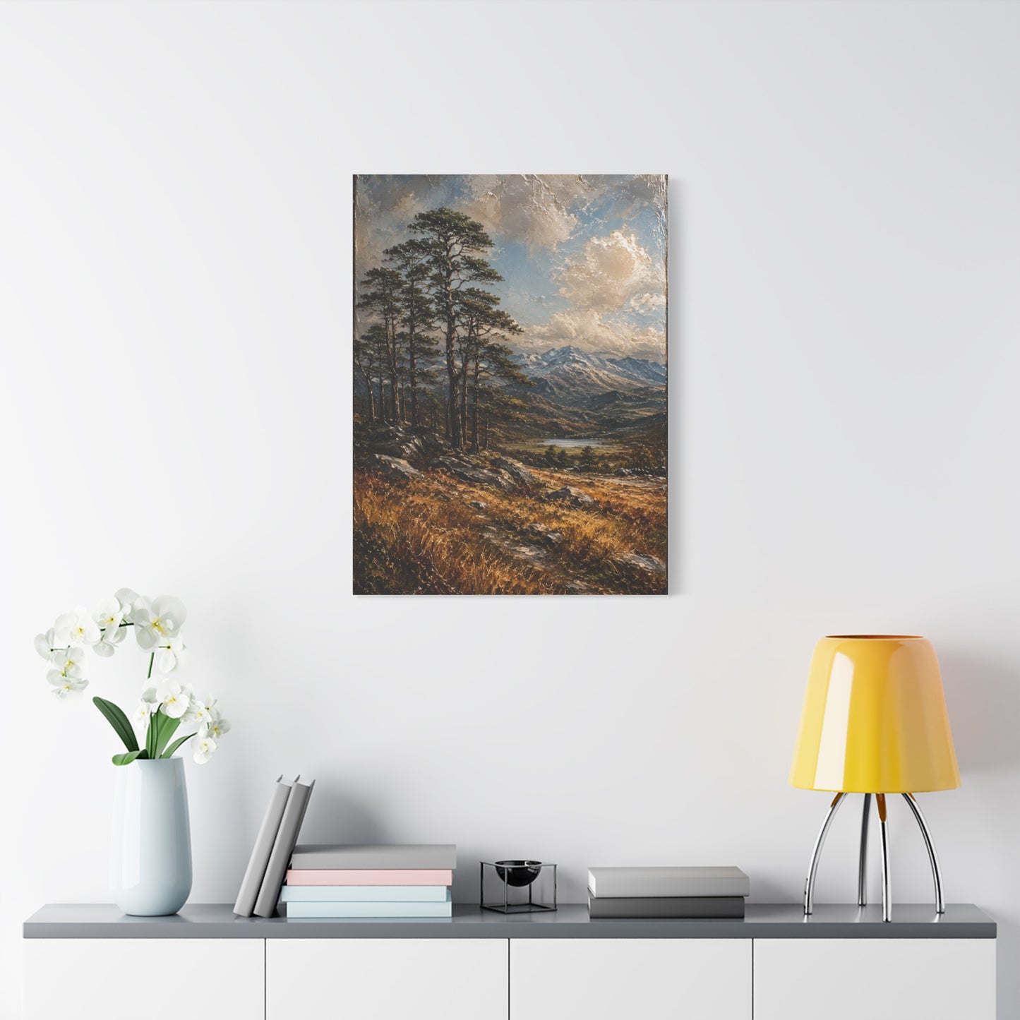 Mountain Pine Landscape Oil Painting Trees Wall Art & Canvas Print