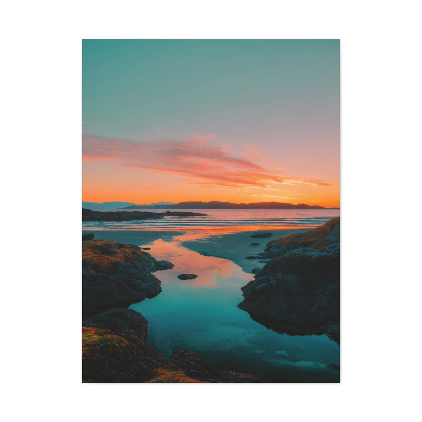 Coastal Sunset Horizon Reflection Wall Art & Canvas Print