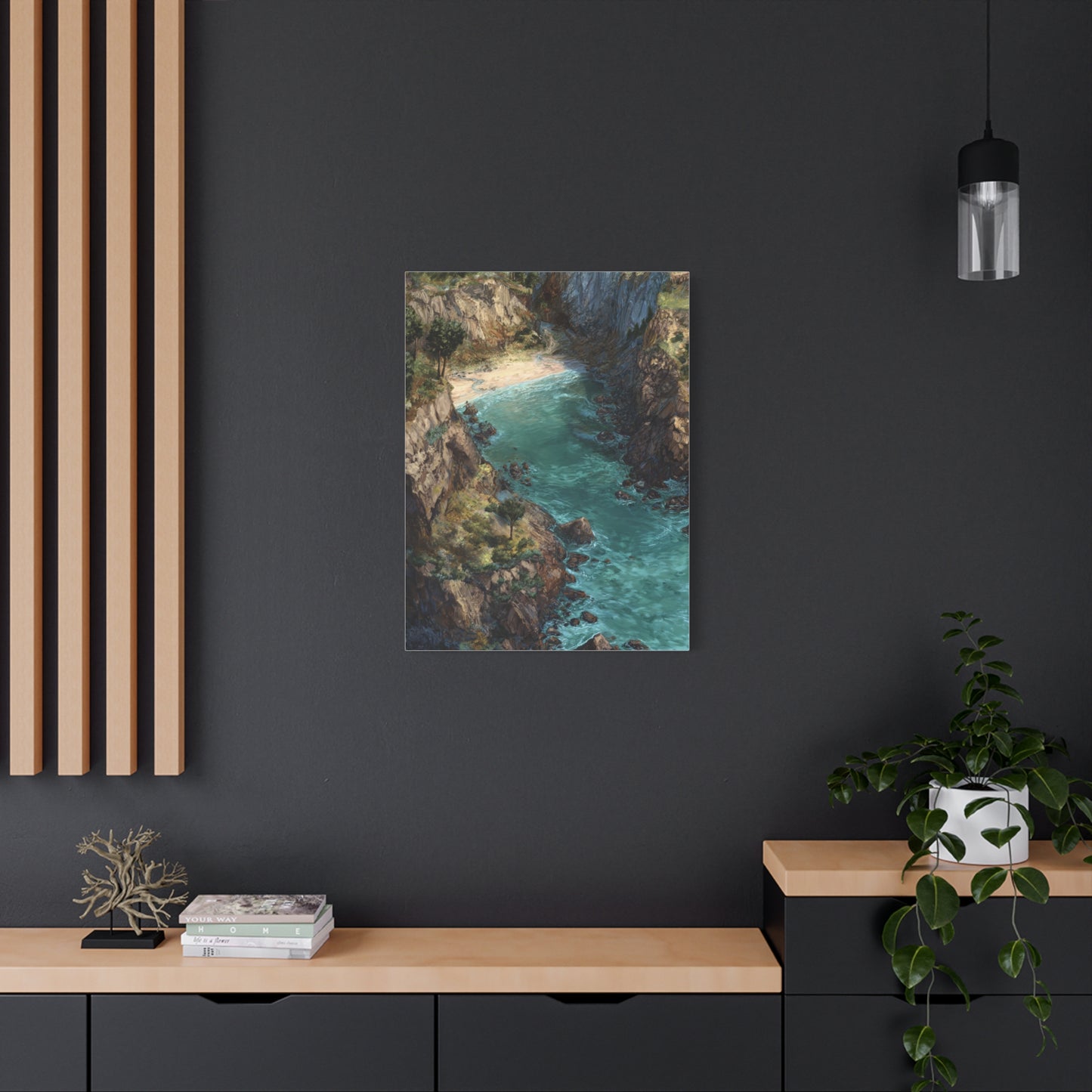Hidden Coastal Cove Between Towering Sea Cliffs Wall Art & Canvas Print