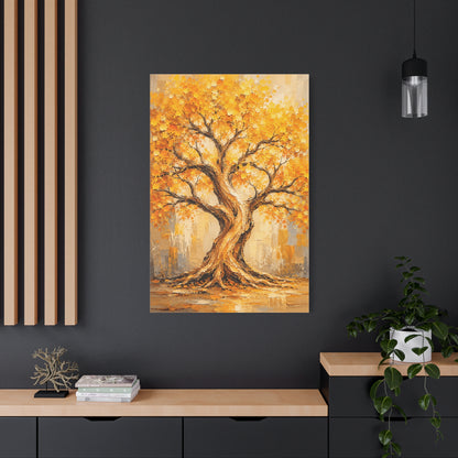Golden Autumn Tree Impressionist Scene Wall Art & Canvas Print