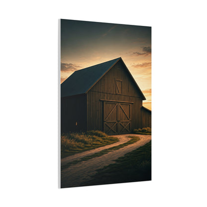 Country Road Barn at Dusk Wall Art & Canvas Prints