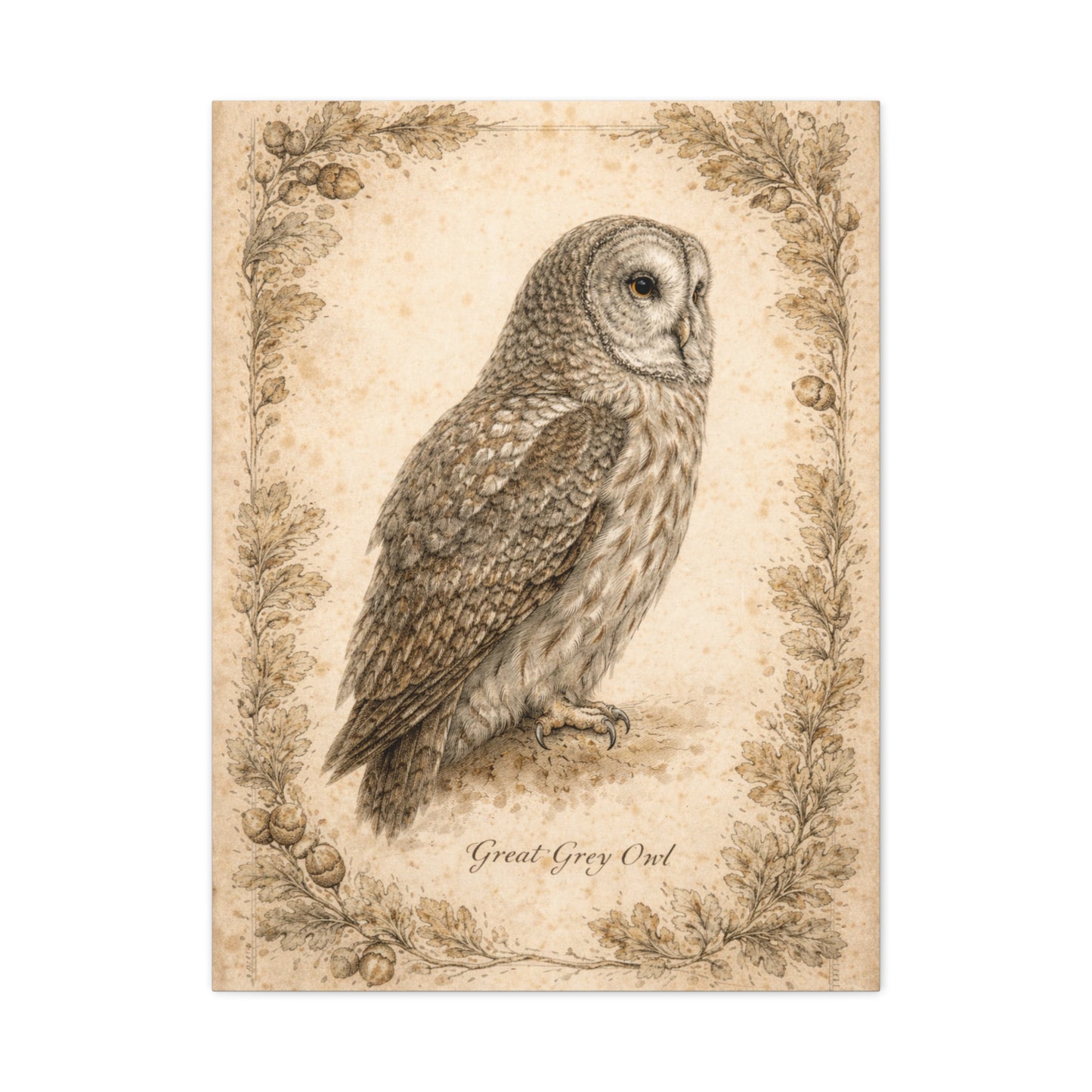 Antique Natural History Owl Study Wall Art & Canvas Print