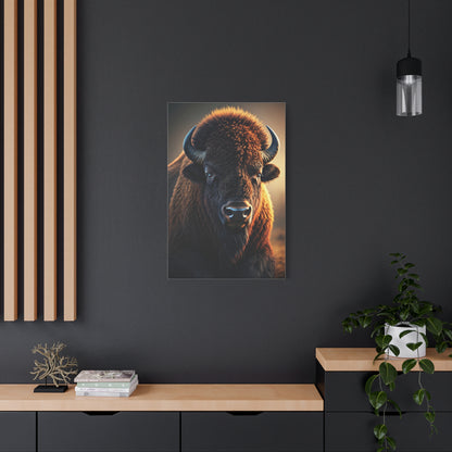 Golden Prairie Rim-Lit Bison Portrait Wall Art & Canvas Print